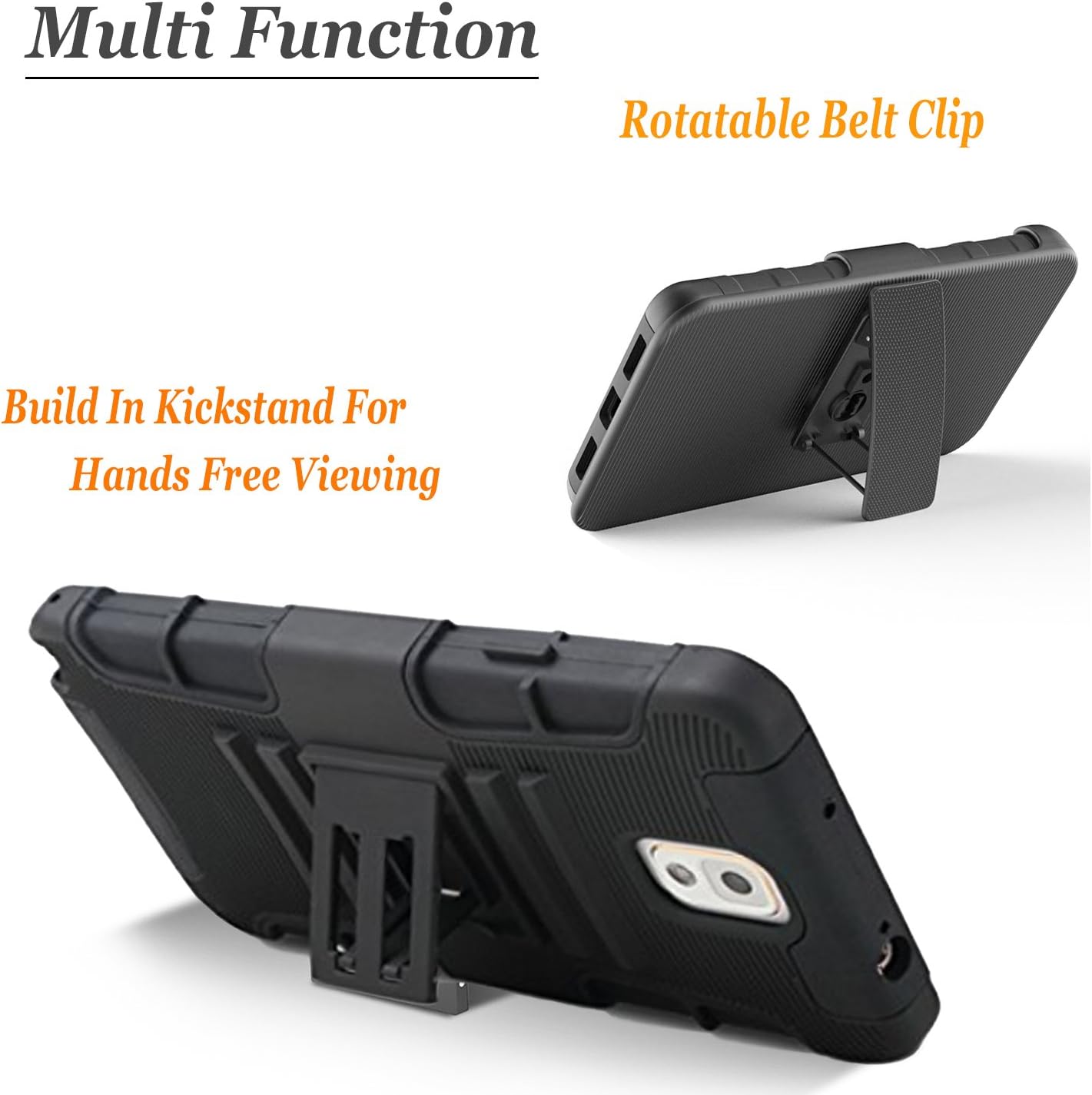 Galaxy Note 4 Case, Combo Shell Cover Kickstand with Built-in Holster Locking Belt Clip+Circle(TM)Touch Screen Pen And Screen Protector(Red)