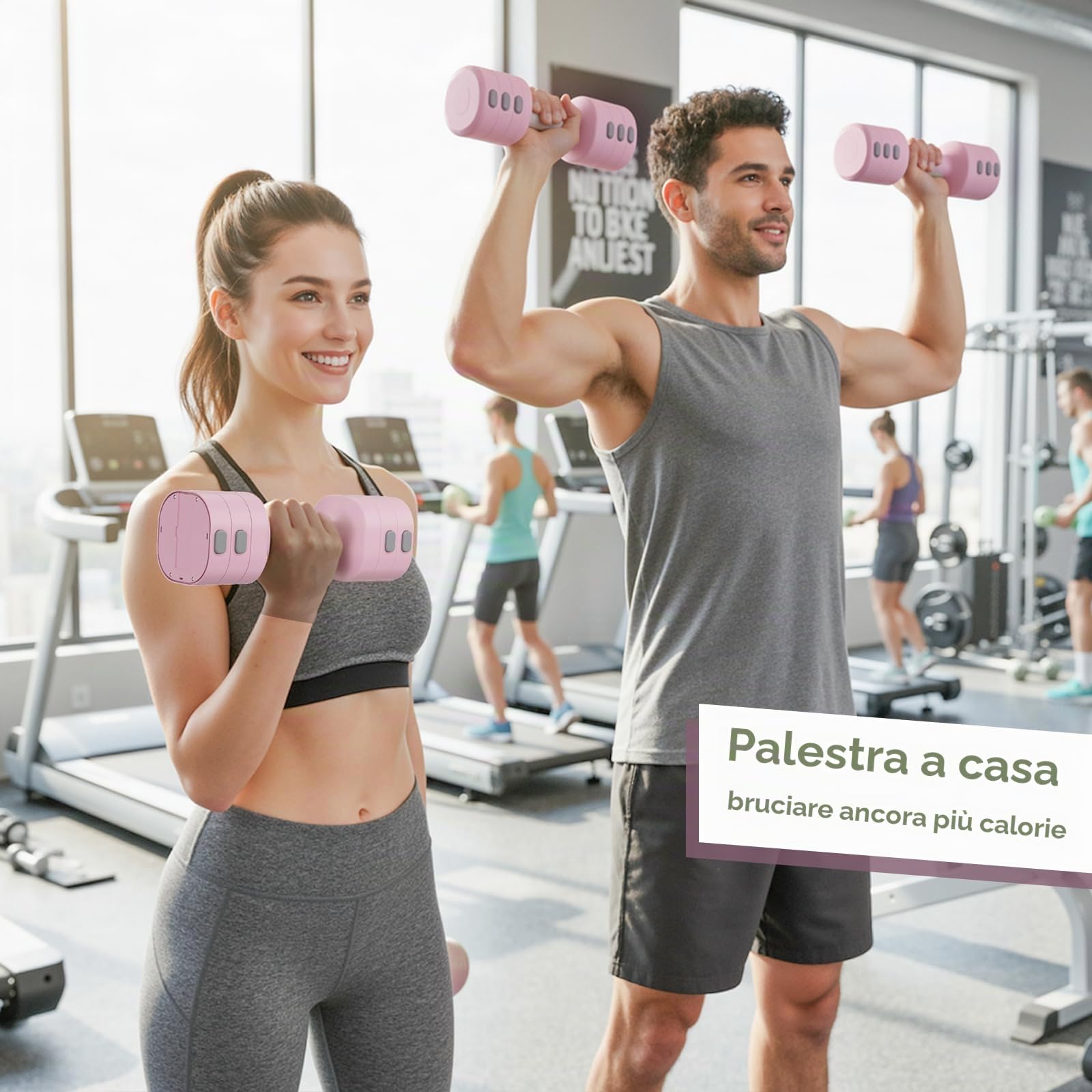Set di 2 manubri regolabili 2 in 1, per donne e uomini, 4 livelli di peso con adattatore kettlebell, set di manubri per casa (Rosa)