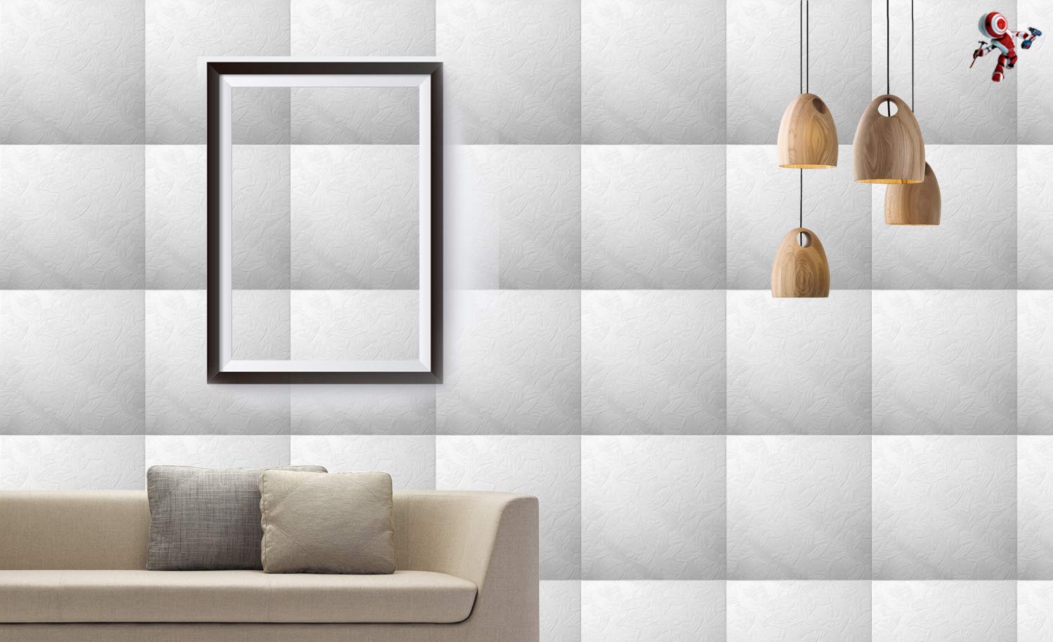 Panel decorativo de poliestireno para techo y pared, efecto 3D, aislamiento térmico, espesor 9 mm, 50 x 50 cm, paquete de 10 m2 (40 paneles), pegamento para paneles de poliestireno incluido (B008)
