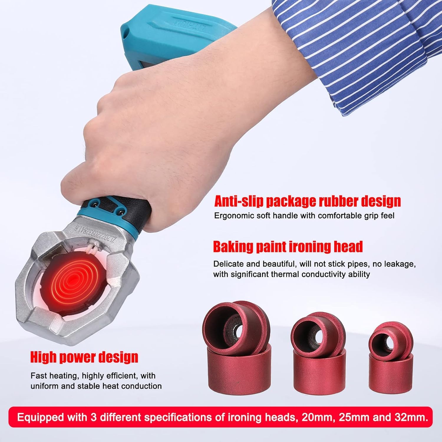 Máquina de soldadura de tuberías inalámbrica, fusor de 340 ℃ para PPR PE PP, herramienta portátil para tuberías de 20-32 mm, soldadura de plástico eficiente, ideal para uso doméstico y profesional