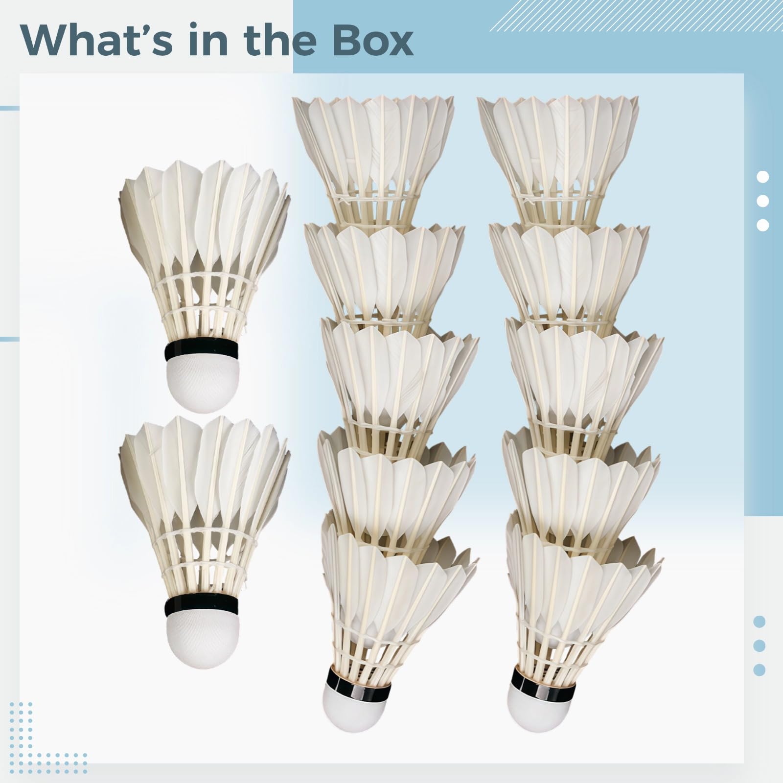 12 plumas de bádminton, volantes de recreación para entrenamiento en interiores y exteriores, plumas de ganso de calidad y larga duración, rendimiento de vuelo de precisión, tamaño estándar que