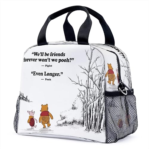 Bolsa de almuerzo con diseño de oso de dibujos animados, bolsa de almuerzo reutilizable a prueba de fugas con correa ajustable para el hombro