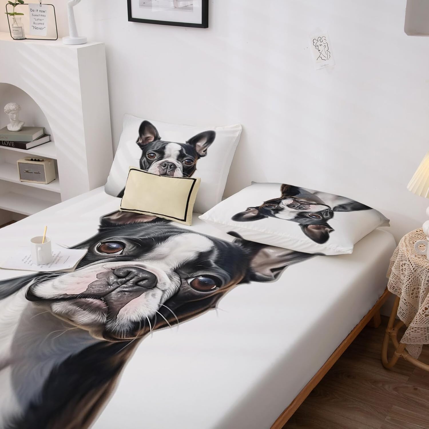 French Bulldog Sheets Twin XL Size for Bedroom Decor, Dog Bed Sheets, Soft Breathable Winkle Free Microfiber & Deep Pocket Patterned Bedding Sheets & Pillowcases 3 Piece