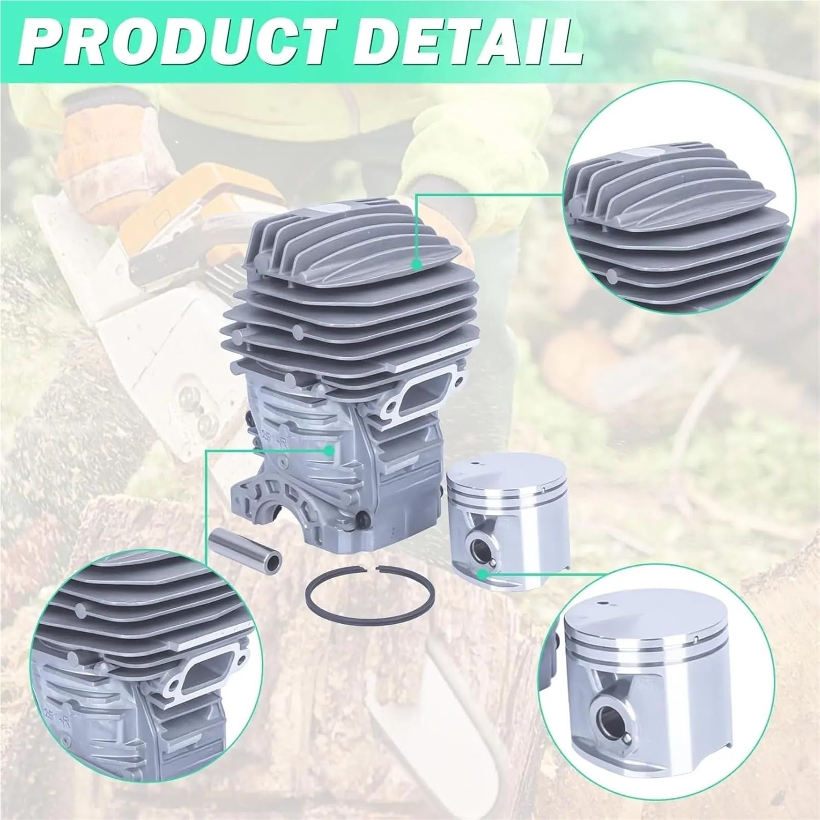 Pistón y cilindro compatibles con Stihl MS291 MS 291, kit de pistón de cilindro de 47 mm, piezas de motor de motosierra 1141 020 1201, accesorio for motosierra