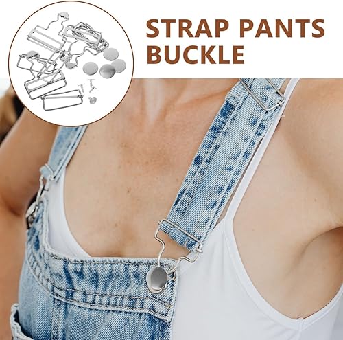 Miniatura 6 de 4 hebillas de metal ajustables de repuesto para pantalones con peto, pantalones, jeans, accesorios de costura (blanco)