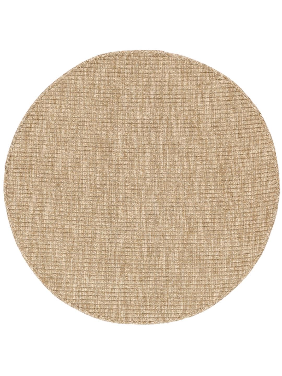 RugVista Jutte Alfombra Interior y Exterior, Redondo, Ø 100 cm, Beige | Modernas, Pelo medio, Lavado a mano, Oeko-Tex 100, Resistente a los rayos UV, Cocina, Pasillo, Patio