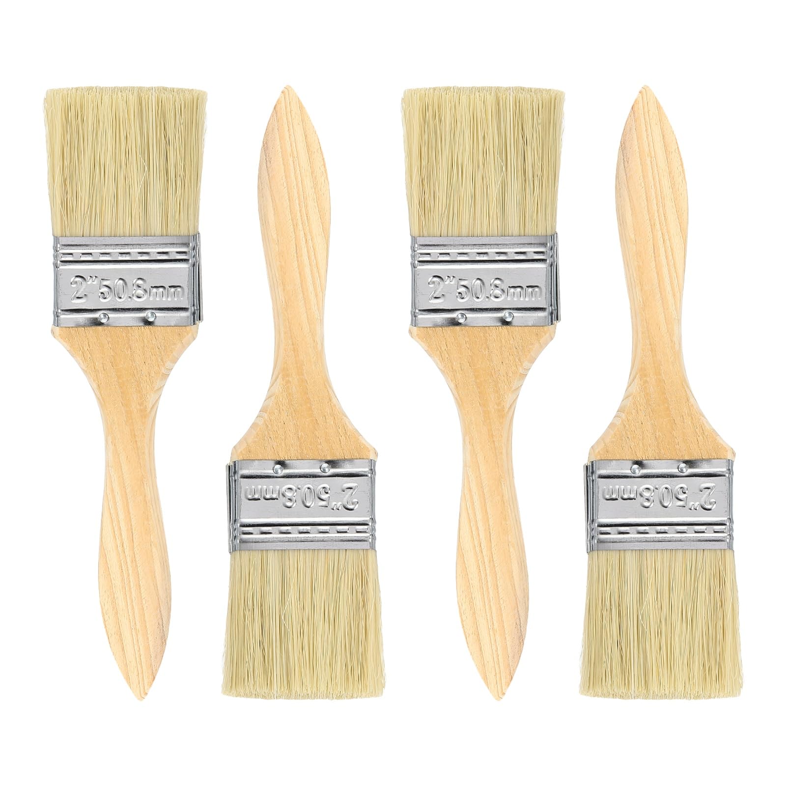 sourcing map 4pcs Chip Paint Brush 2" Flat Painting Brushes Synthetic Bristle Paint Brushes with Wooden Handle for DIY Art Painting Furniture Cabinet Fences Deck Wall Door Trim