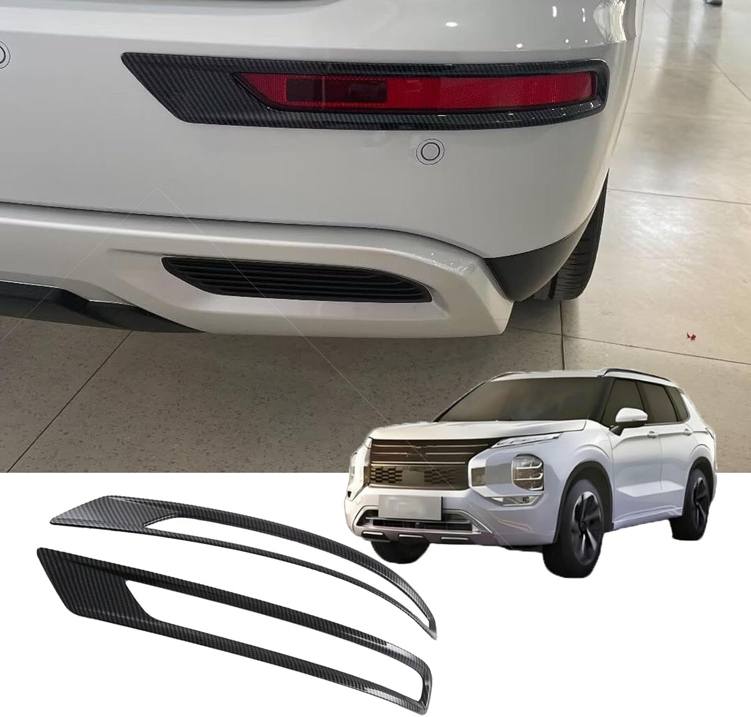 Rear Fog Light Cover Trim for Mitsubishi Outlander 2023 2024 2025, Premium ABS Plastic Fog Lamp Protector, Anti-Scratch Exterior Decorative Trim, Easy Installation Car Accessories. (Black)