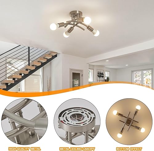 Miniatura 2 de Lámpara de techo semiempotrada, moderna lámpara Sputnik para lámpara de araña, accesorios industriales de cocina, montaje en techo, lámpara de