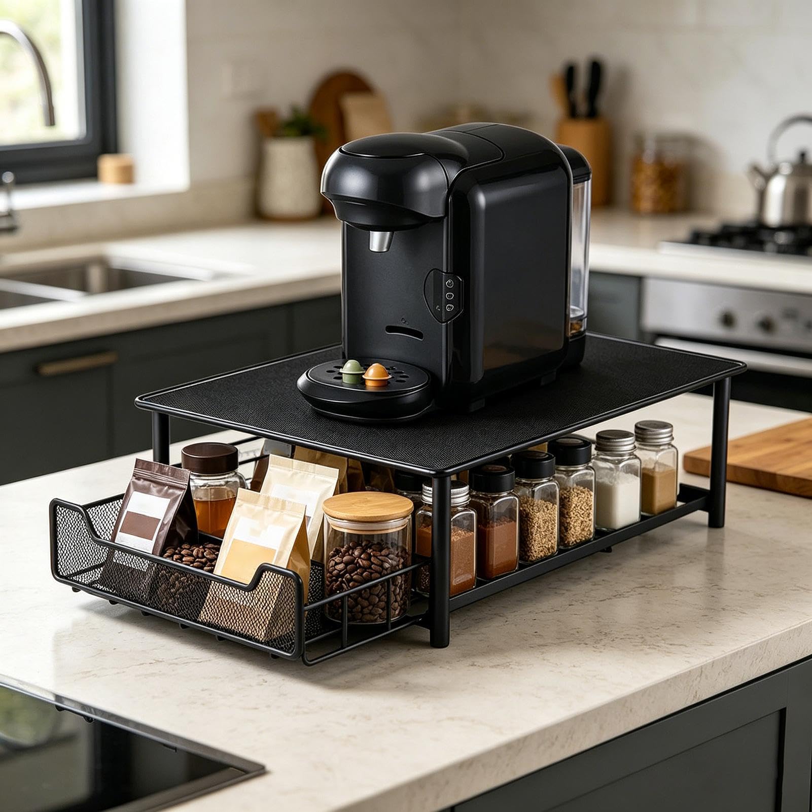 Organizador para Cápsulas de Café con Cajón Extraíble Capacidad para 60 | Soporte para con Cajón para Cocina, Salón, Oficina