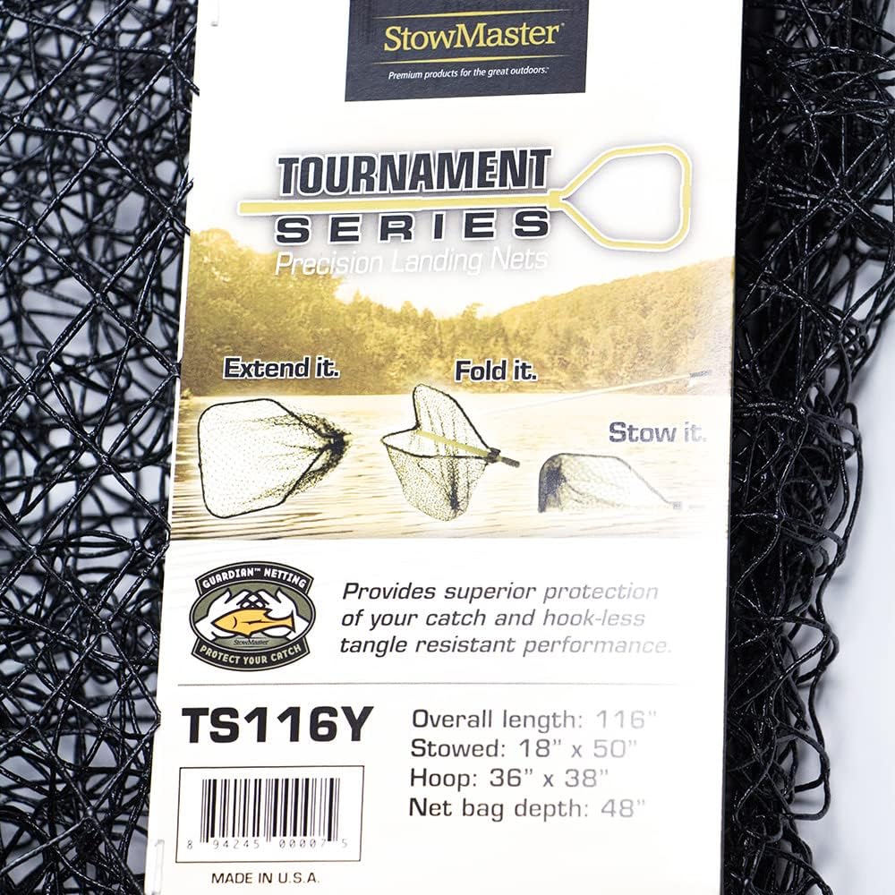 TS116Y Tournament Series Precision Muskie Landing Net - Hoop 36"X38", Length 116",Gold/Black