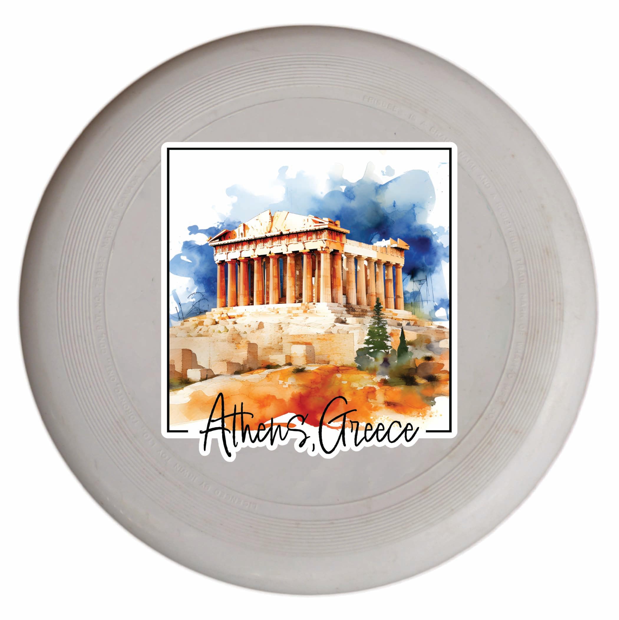 Athens Greece Watercolor Acropolis Design Souvenir Frisbee Flying Disc 4-Pack