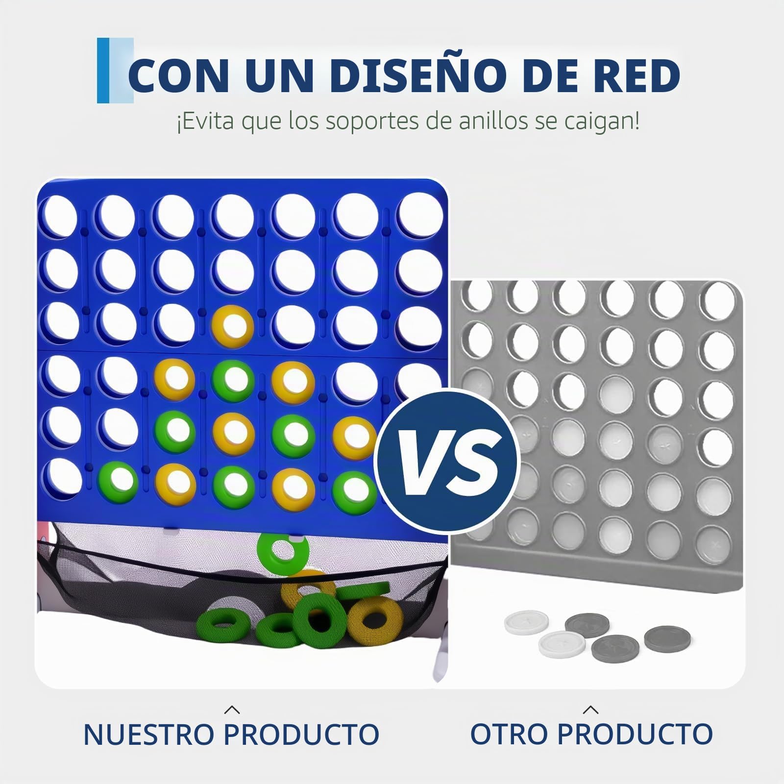 GarveeHome Jumbo Juego Gigante 4 En Línea Conecta 4 - Juguete De Exterior para Niños +3 Años - Versión Grande Al Aire Libre Portátil para Familia, Fiestas y Picnic (Azul)