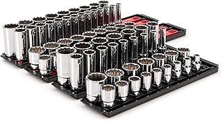 TEKTON 1/2 Inch Drive 12-Point Socket Set with Rails, 78-Piece (3/8-1-5/16 in., 10-32 mm) | SHD92216