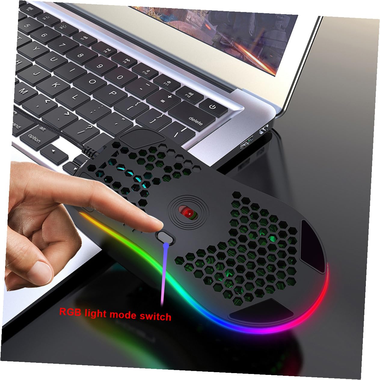 Hemobllo Mouse Rgb Tasti Illuminazione Programmabile Design Ergonomico Dpi Regolabile Fino Per Uso Professionale