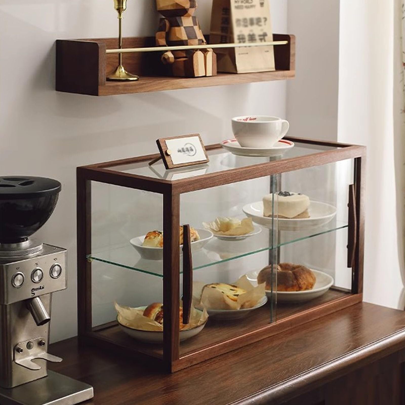 Vetrina per panetteria, grande vetrina per pasticceria con vassoi rimovibili per pane, bagel, biscotti, cupcake, dessert, monostrato, perfetta per panettieri