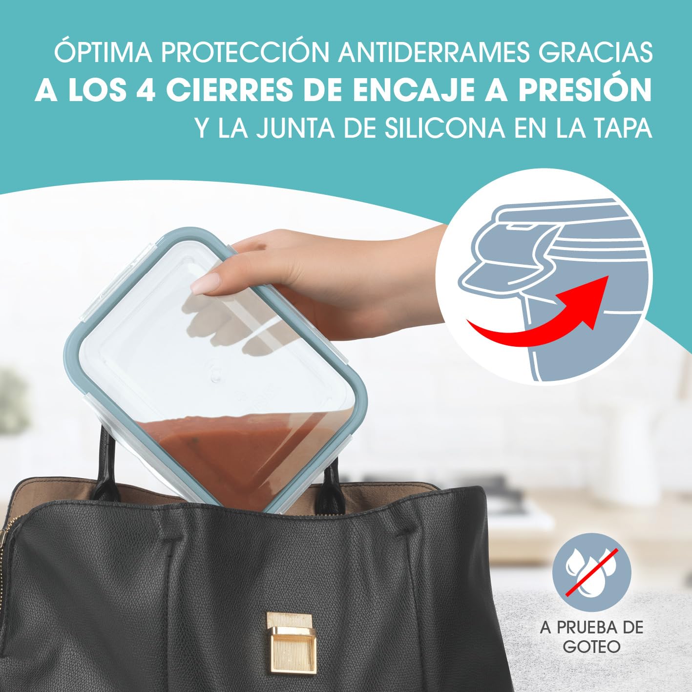 GOURMETmaxx Set de 8 contenedores de Alimentos de Vidrio, Incluyendo la Tapa | Cierre cuádruple y Sello de Silicona, conservación del Aroma de la Comida