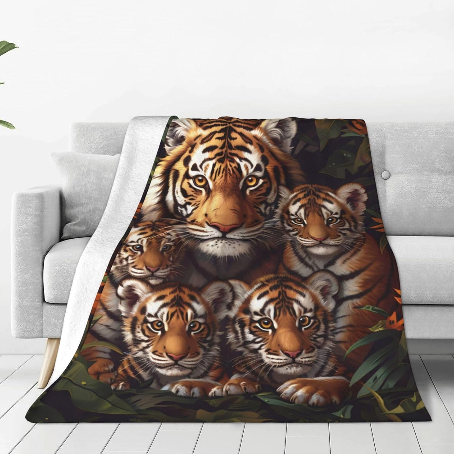Tiger Blanket Forest Bady Tiger Decor Animal Throw Blanket Gifts for Girls Boys Tiger Lover Winter Couch Bedding Warm Soft Plush Lightweight Fleece Flannel Blanket for Kids Adults Men Women 50"X40" - Image 9
