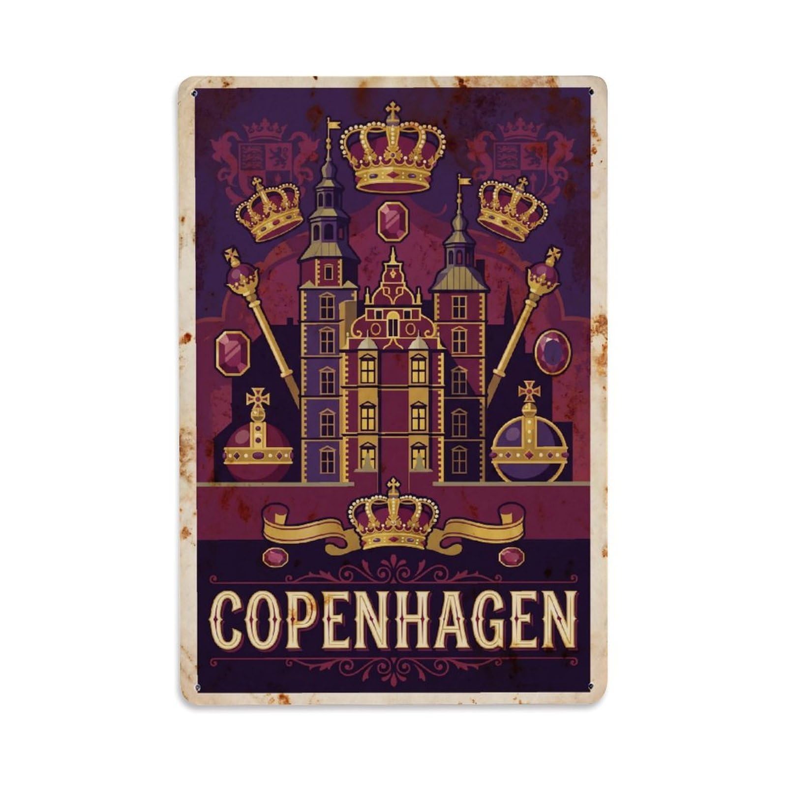 Este 8X12inch Style Vintage Travel Copenhagen Denmark Cultured Metal Tin Sign