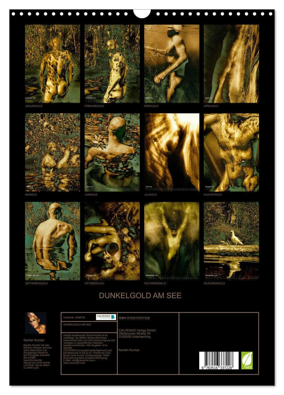 DUNKELGOLD AM SEE (Wandkalender 2026 DIN A3 hoch), CALVENDO Monatskalender: Für ein Jahr voller Wasserlust - 12 Bilder zum eintauchen.