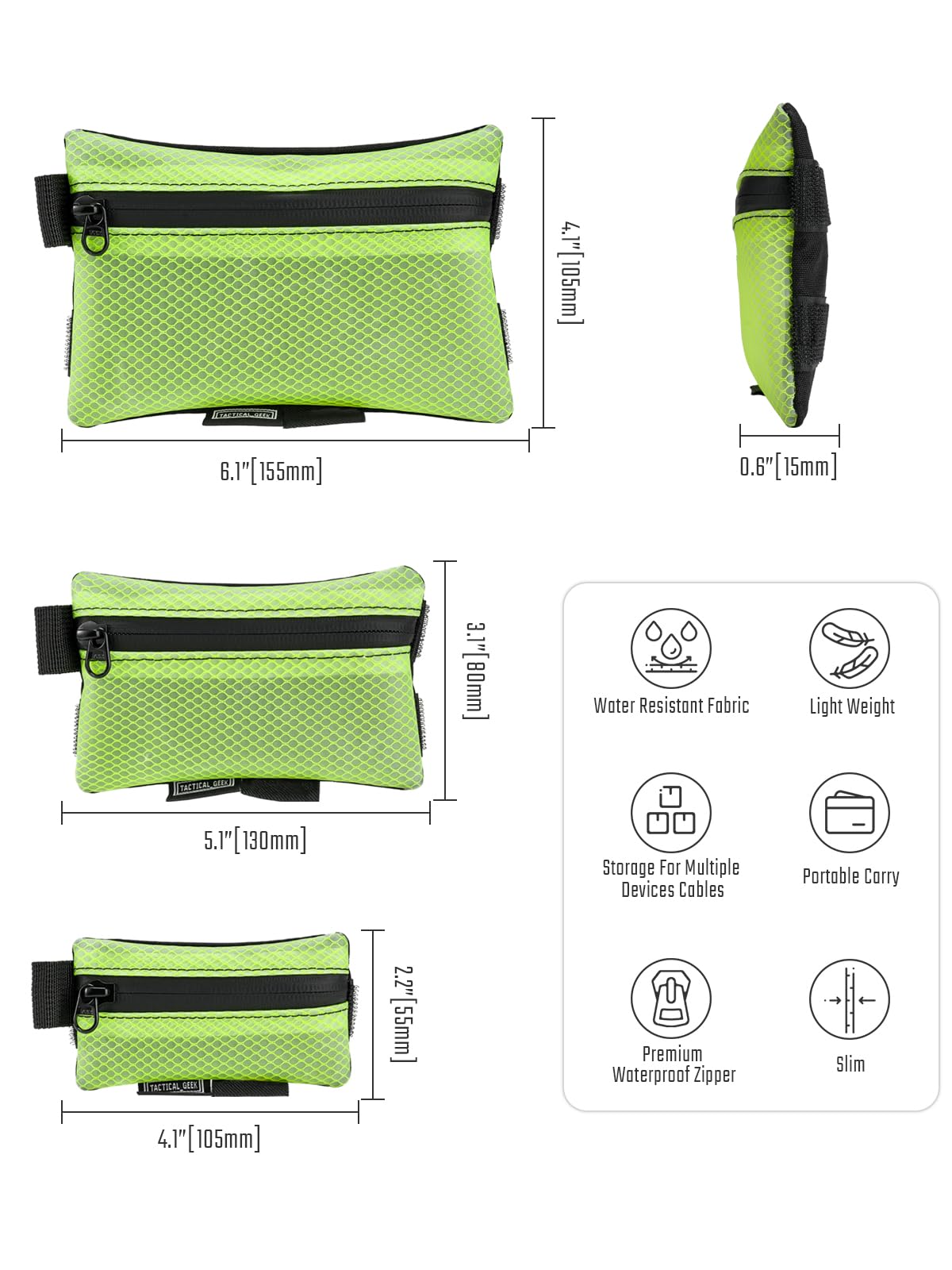 TACTICAL GEEK Storage A5 EDC Storage Pouch Set, Multi-Purpose Molle EDC Gadget Pouch, Multi-Functional Utility Small Tool Pocket,Organiser Divider Small Pouch Organizer for Daily Carry (Lime Green)