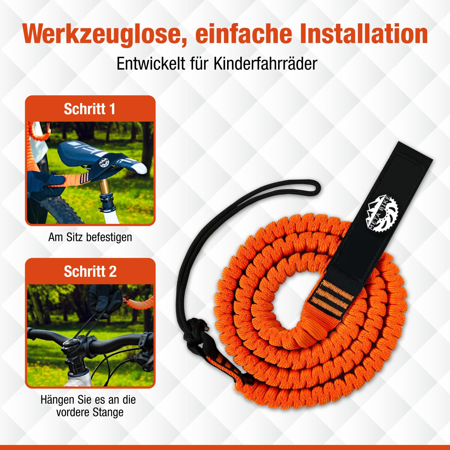 Meta Bike Fahrrad Abschleppseil für Kinder, 2.5M Abschleppsystem Zugseil, Traktionsseil Zugsystem Kinder & Erwachsene, Kinderfahrrad Mountainbike E-Bike Woom MTB Sport & Freizeit