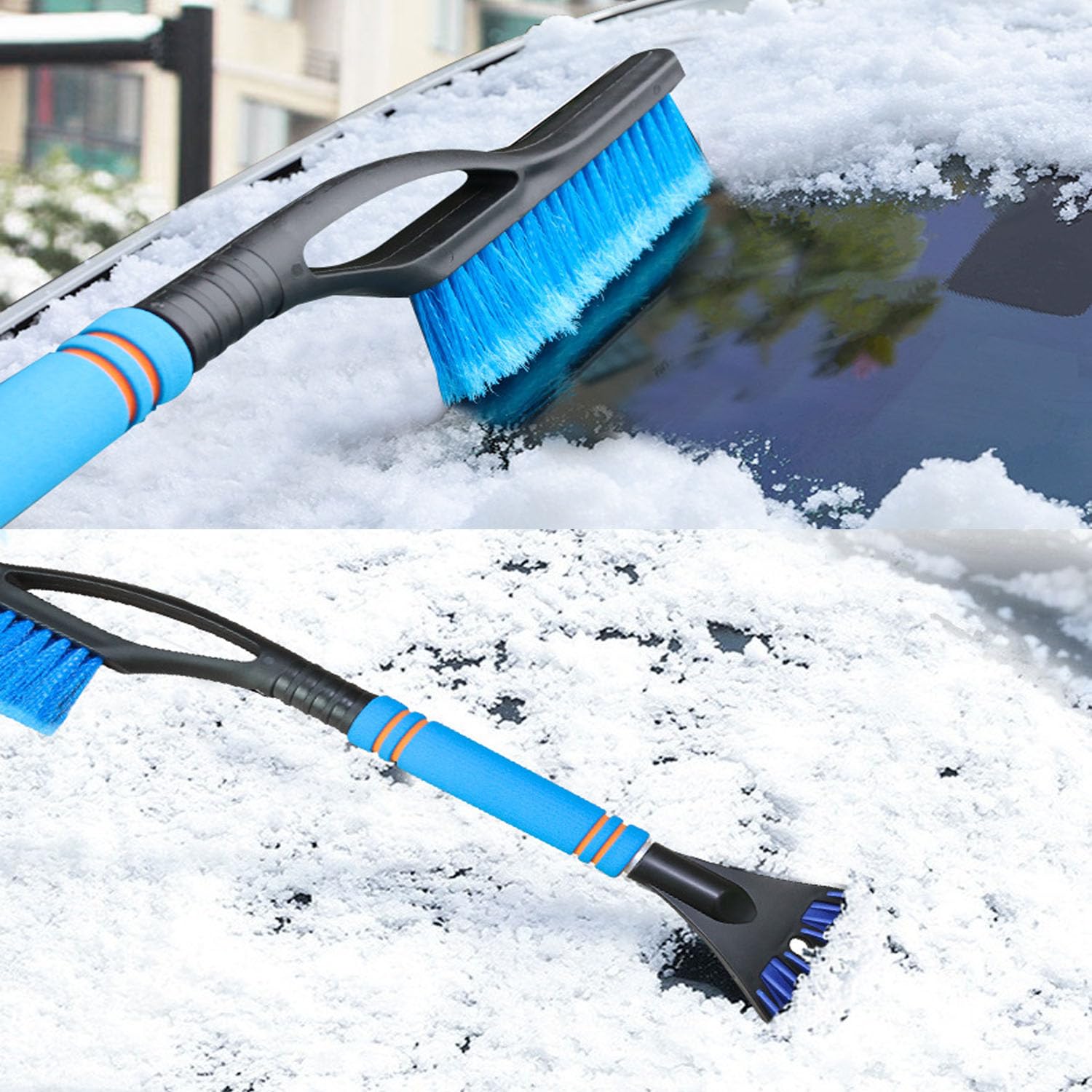 Raclette Gel Pare Brise Voiture Grattoir à Glace Pour Voiture - 2 Pièces | Lame Dentelée Anti-Rayure | Poignée Confortable | Pour Pare-Brise Et Vitres Brise Vitre Coupe Ceinture