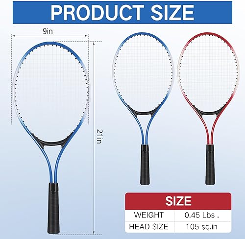 Miniatura 3 de Tennis Rackets Recreational 21 Inch Lightweight Tennis Racket with Balls for Training Beginners with Overgrips Carry Bag