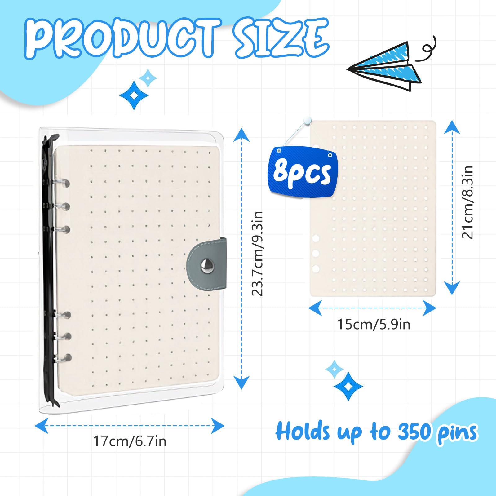 Yallmie 8 Pages Pin Badge Holder Book Display Case Enamel Pin Display Book Portable Collector Pins Storage Holder for Store Up To 350 Pins (White) - Image 2