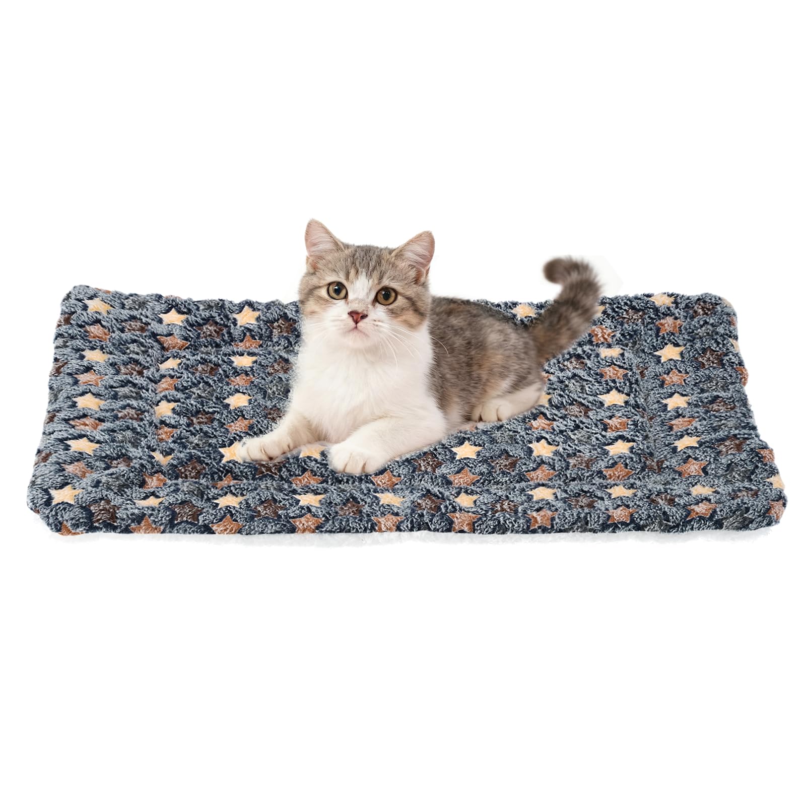 Tapis pour chien et chat lavable et chaud en molleton corail doux imprimé étoile mignonne