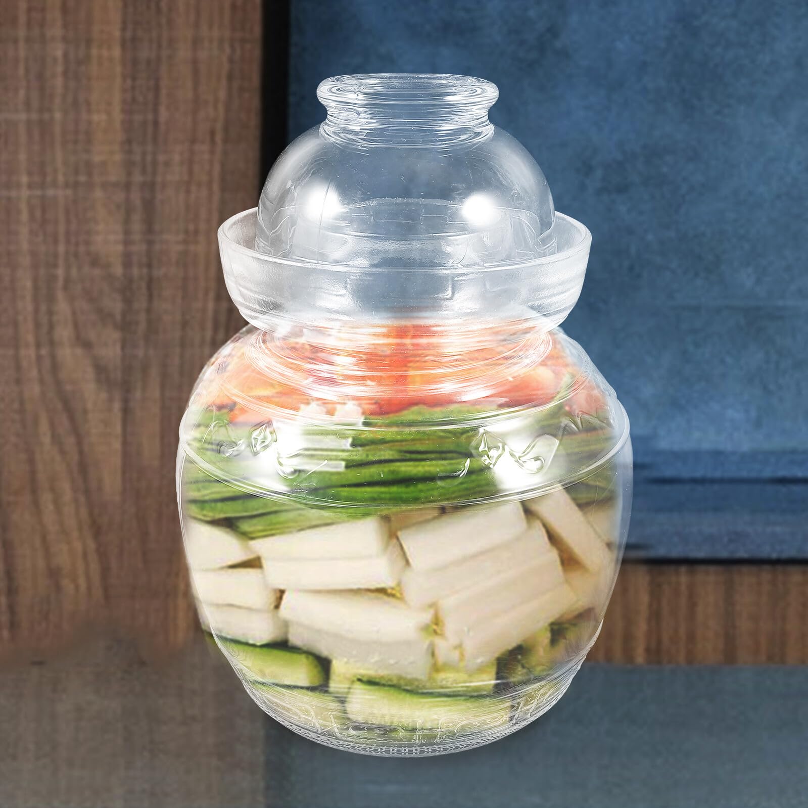 Toyvian Barattolo Materiale Sicuro in Vetro Trasparente per Fermentazione Coperchio Ermetico Contenitore Alimentare e Design Semplice Moderno per Cucina