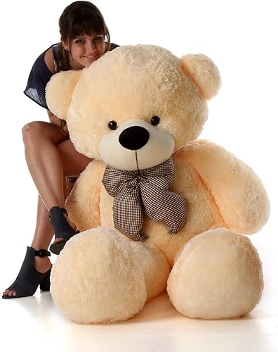 Oso de peluche gigante de 5 pies de tamaño real enorme peluche de animal adorable oso de peluche Vainilla crema