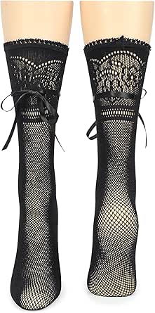 Amazon.com: Sock House Co. Fishnet Lace Socks - Anklet, Crew, Ribbon