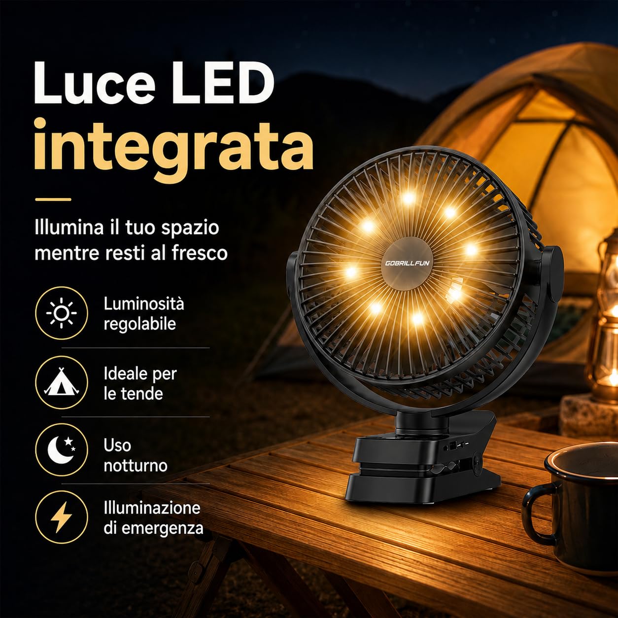 Ventilatore a batteria da 8,3 pollici, 12000 mAh, telecomando, ventilatore a clip