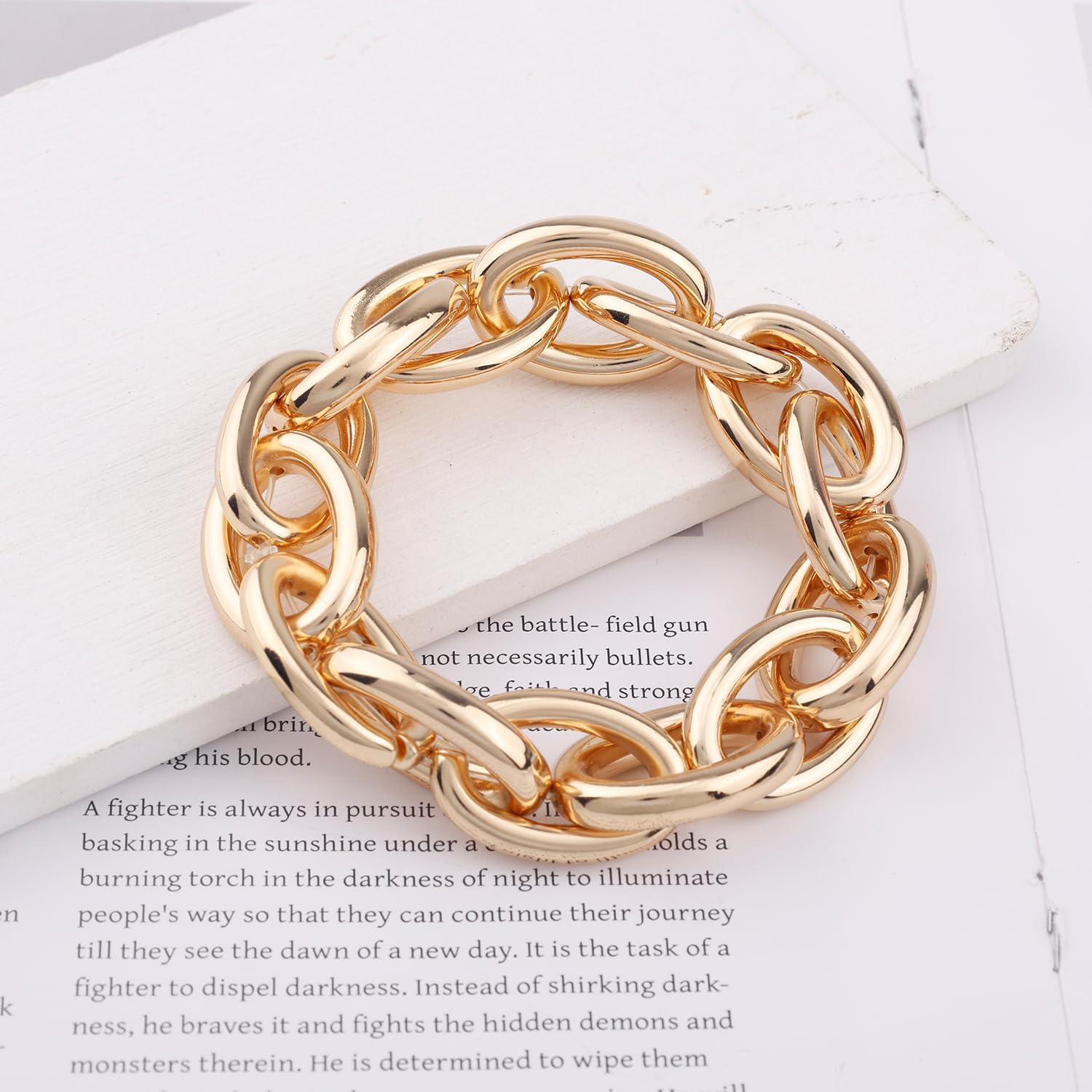 Chunky Chain Bracelet for Women, Adjustable Elastic Link Gold Chain Bracelet Thick Chunky Link Statement Jewelry for Women Fashion Jewelry Gift - Image 4
