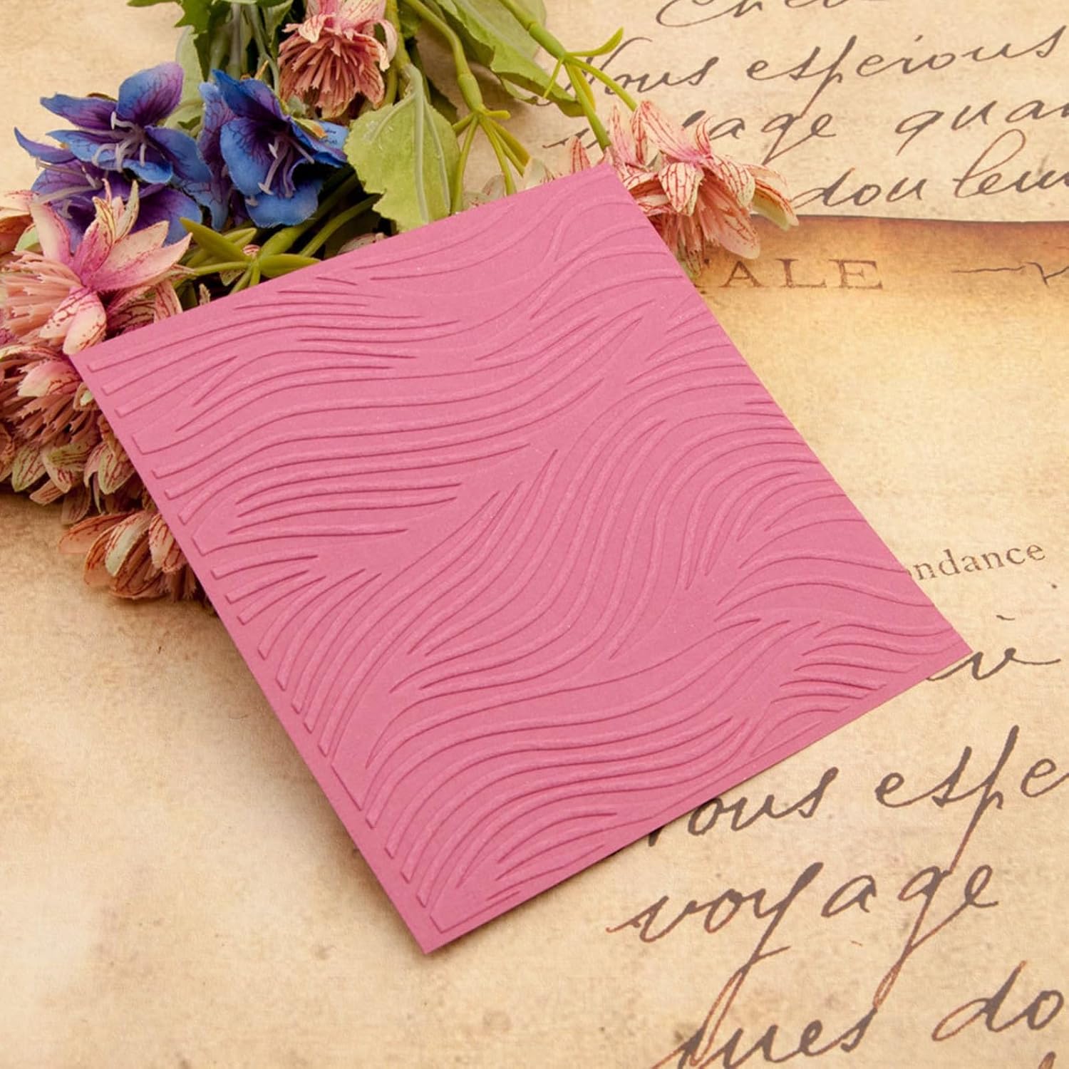 Arbuya Waves Plastic Embossing Folder (5"x5''| Ocean Pattern) Paper Crafts Plastic Textured Impressions for Card Making Scrapbooking