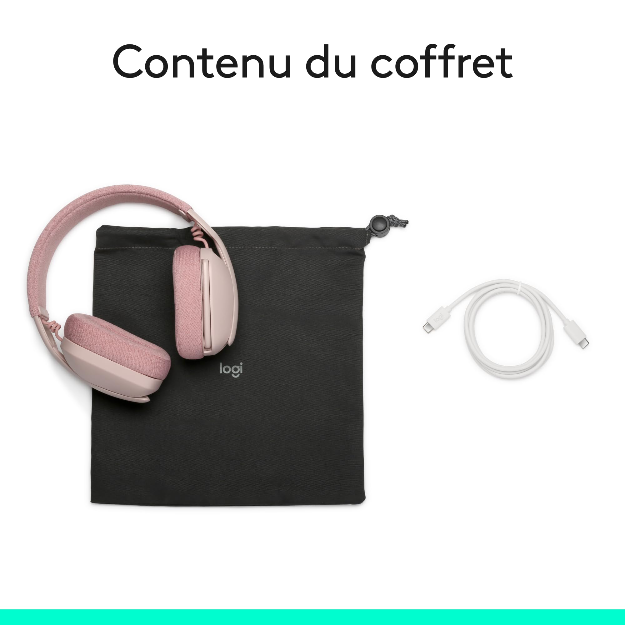 Logitech Zone Vibe 100 Casque d'écoute léger sans fil | Auricolare Bluetooth Multipoint, Microfono Eliminazione Rumore, Compatibile Teams, Meet, Zoom, Mac/PC - Rosa