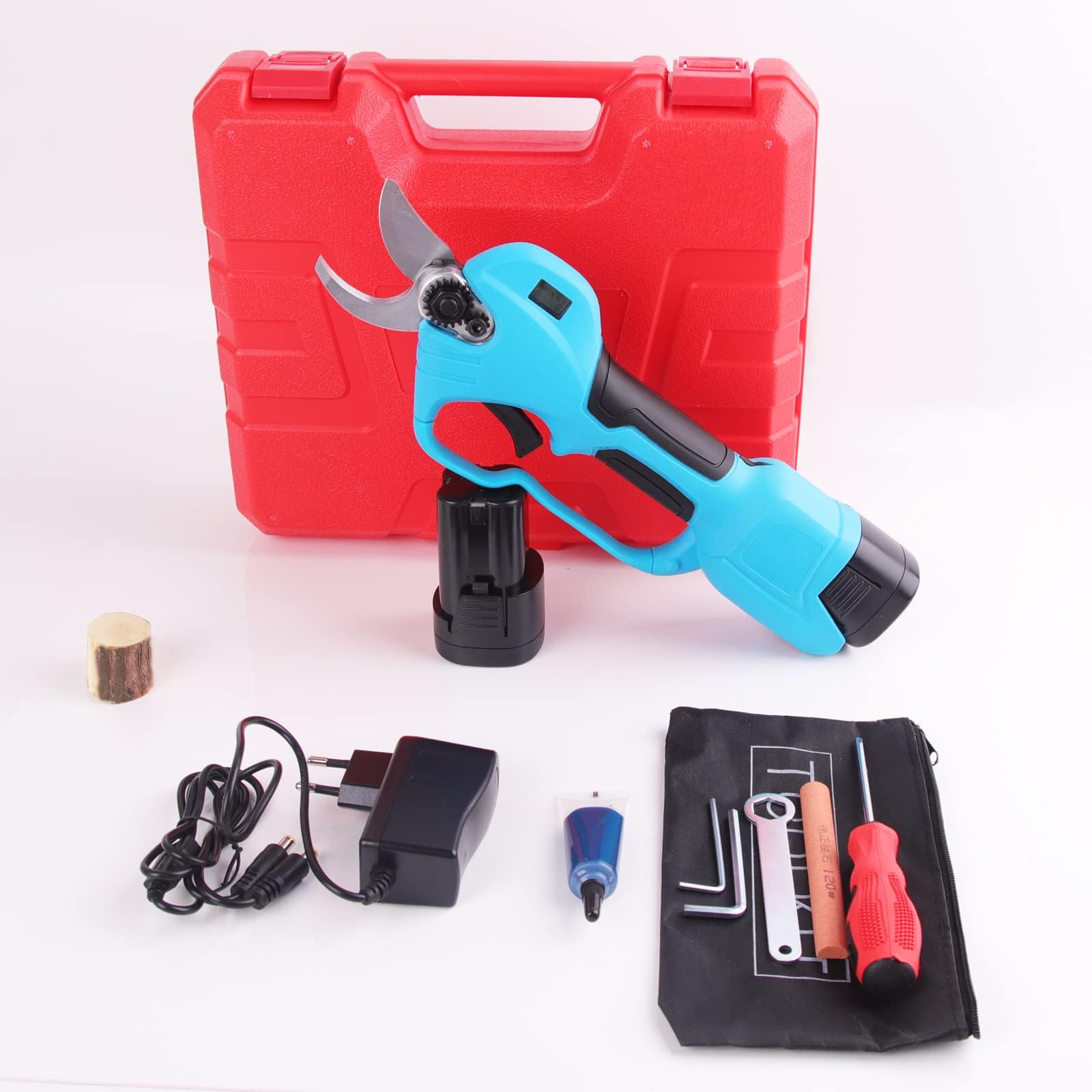 Tijeras de podar eléctricas, tijeras de podar batería profesional de 30mm con 2 uds De batería de 2Ah para podar, jardinería, viñedos, árboles frutales (8610)