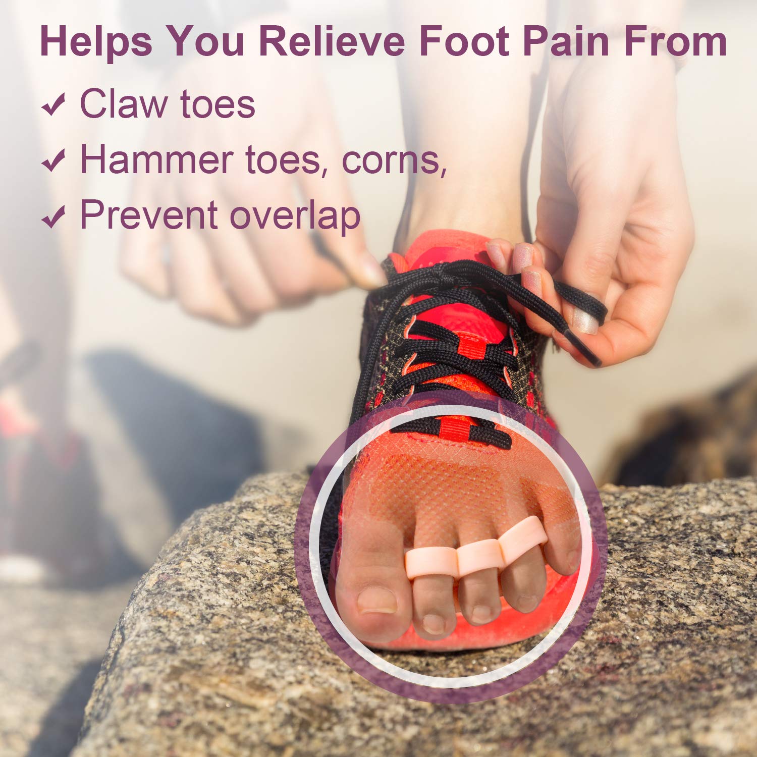 Promifun Gel Toe Separators, 6 Pack of Toe Spacers, Toe Straightener