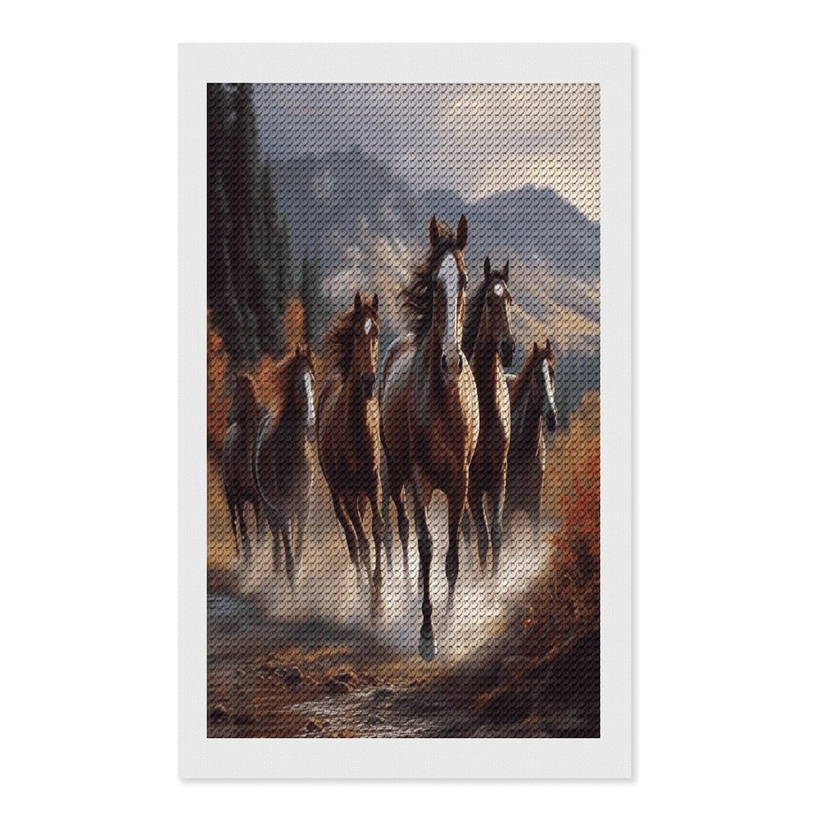 VstaDank Horses Diamond Painting Kits Exquisite DIY Full Round Drill Diamond Dots Painting for Adults Beginner Diamond Photo Paint with Diamond Picture Art Wall Decor 12"x20"