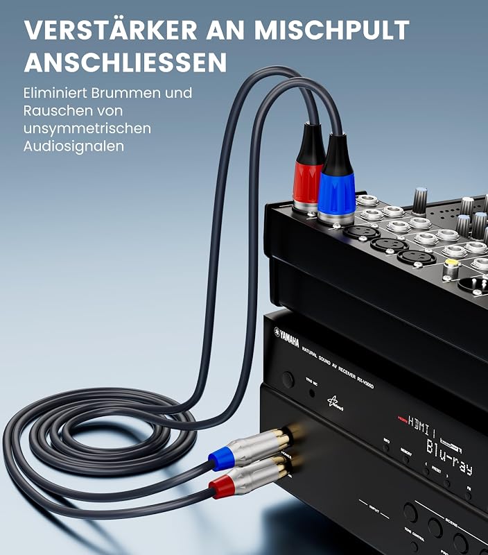 Cablu audio HiFi Tisino Dual RCA la 2 XLR tată, stereo, pentru microfon, 1 m