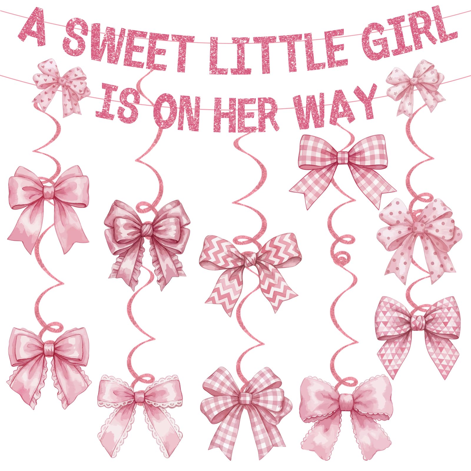 Baby Shower Favours Banner Girl - Pink Bow Baby Shower Party Banner Decor