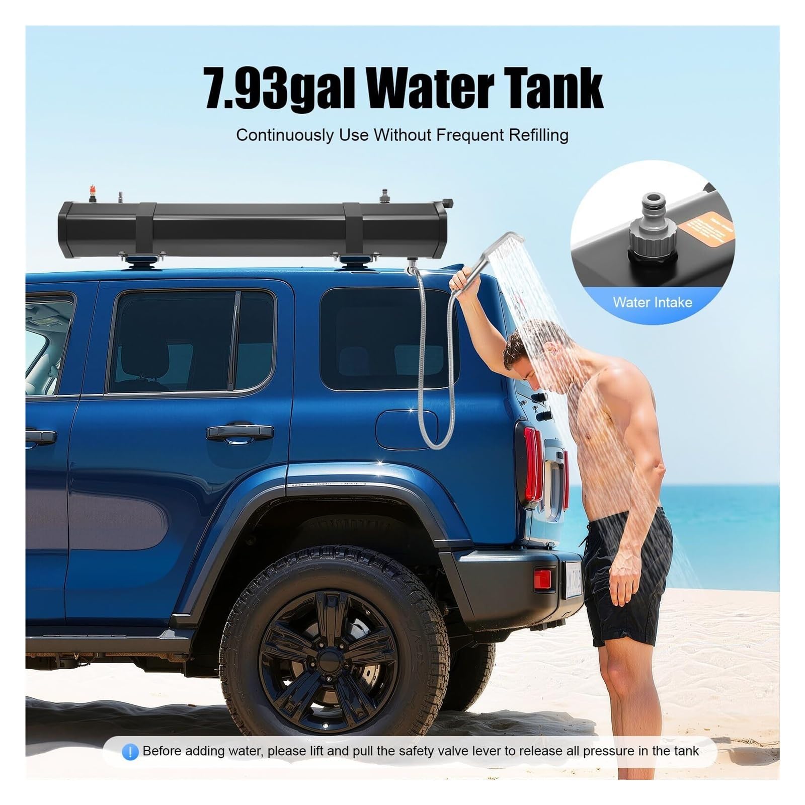 Doccia Solare Portatile da Campeggio, Doccia Esterna da 18 Litri, Ideale per Escursioni e Campeggio, Design Resistente con Montaggio sul Portapacchi per Un Facile (4.76Gal)