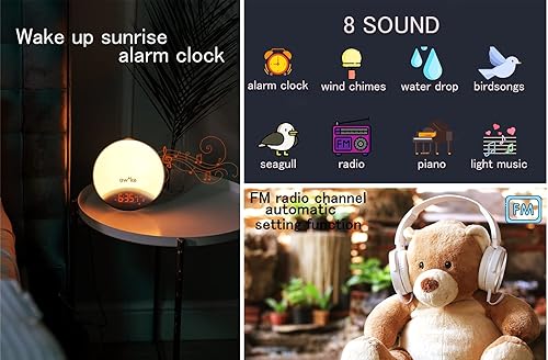Miniatura 1 de Reloj despertador de amanecer, luz de despertador, simulación de amanecer y atardecer, producto patentado (número de patente: US 8,477,568 B2