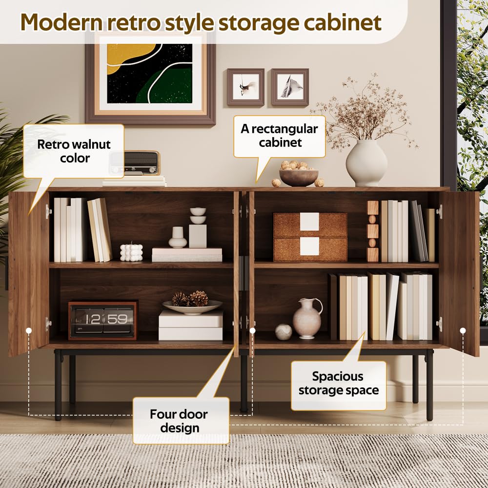 Credenza moderna e semplice, 140 x 40 x 80 cm (lunghezza x larghezza x altezza), colore naturale