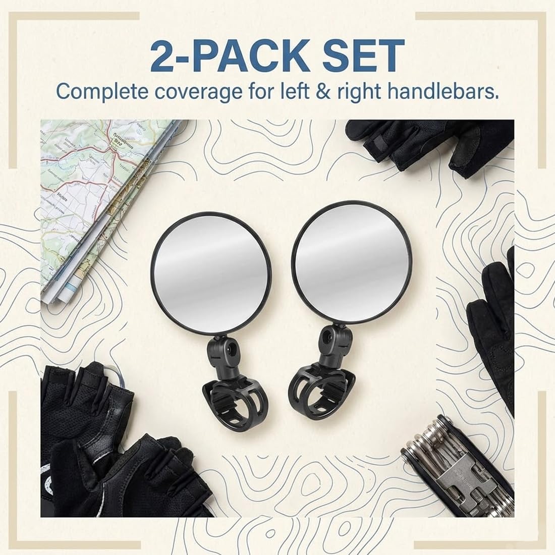 2 Pezzi Specchietti Bici, 180° Girevoli, Pieghevoli, Specchietti Universali per Manubrio 15-35mm, Specchietti per Bici, Bici da Corsa, Scooter, Mountain Bike, Bici Elettrica Sinistra