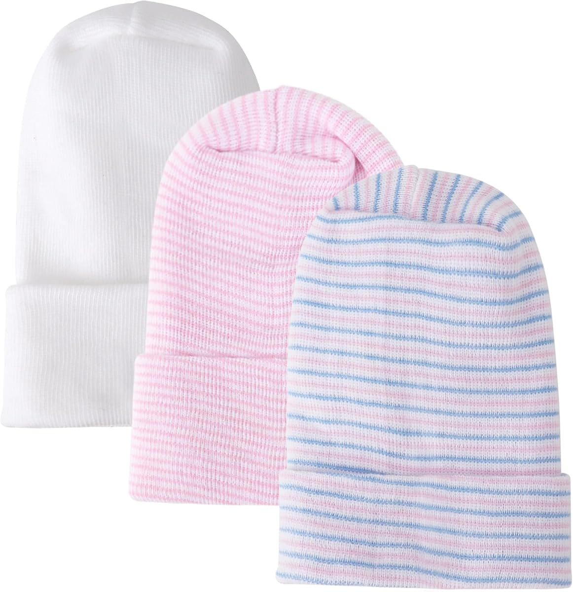 BQUBO Newborn Hospital Hat with Bow Cotton Infant Baby Cap Soft Cute Nursery Beanie Hat for Baby Girl Boy 0-3 Months