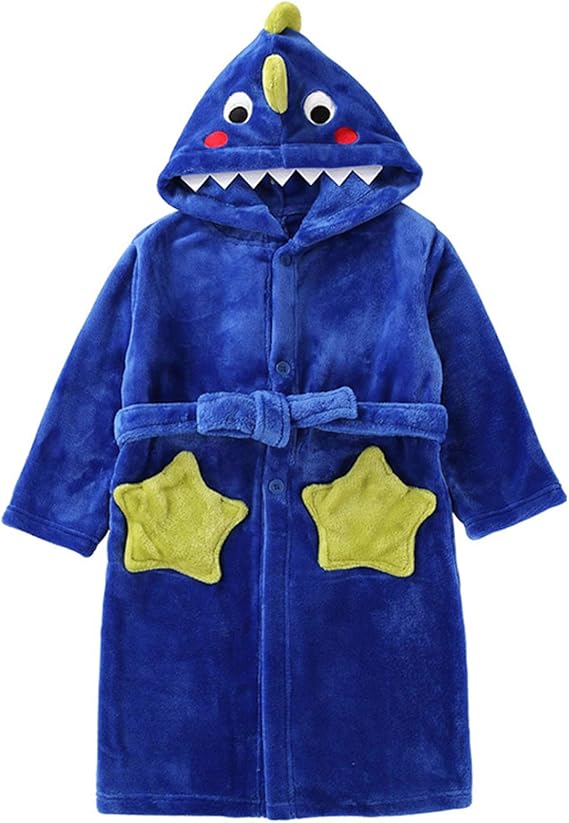 Kids Bathrobe Hooded Pajamas, Boys Girls Nighties Cute Nightgown Soft Sleepwear Robes Cartoon