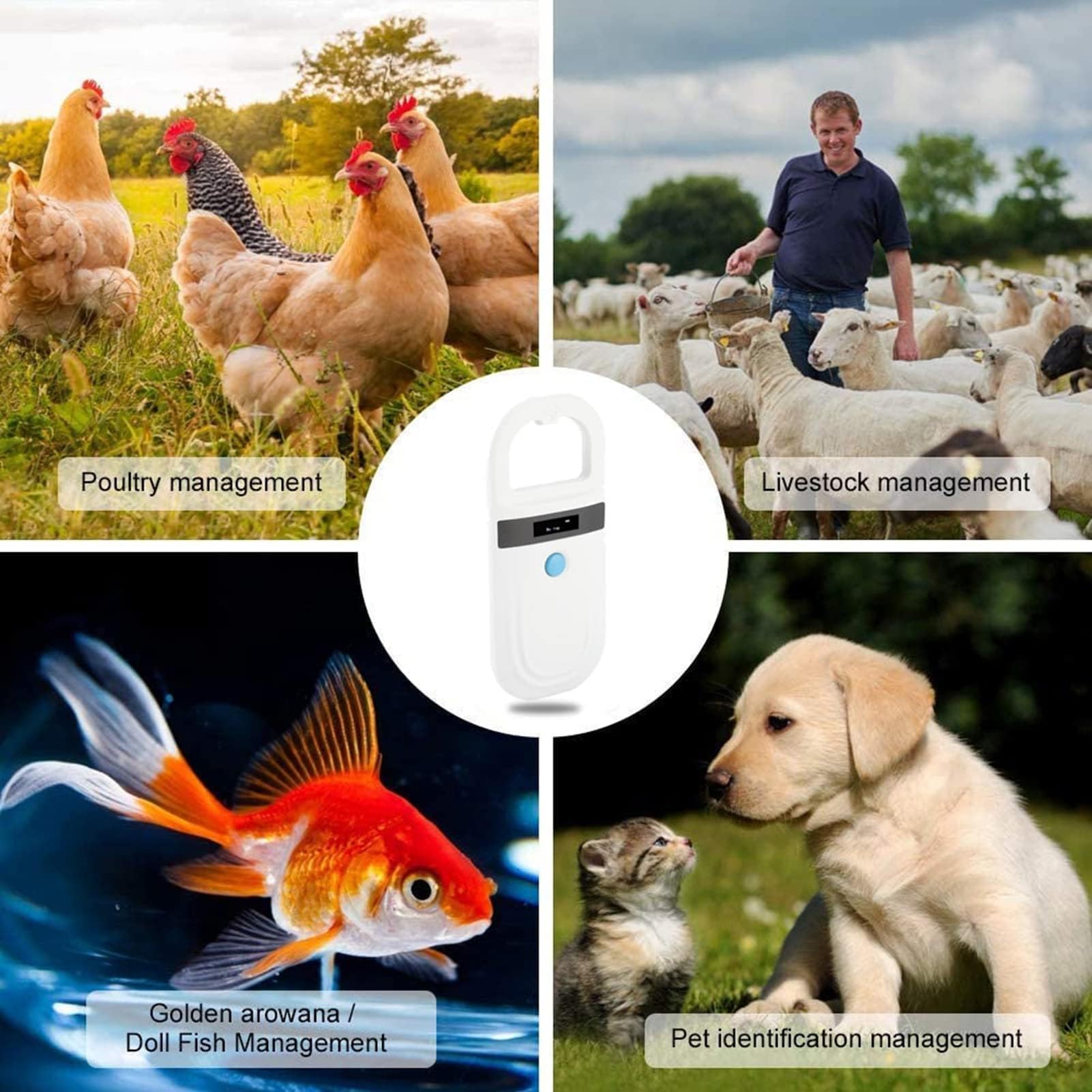 Escáner de microchips para mascotas, lector de microchips para mascotas, lector de microchips RFID EMID recargable, escáner de microchips para perros, escáner de chips para perros, gatos