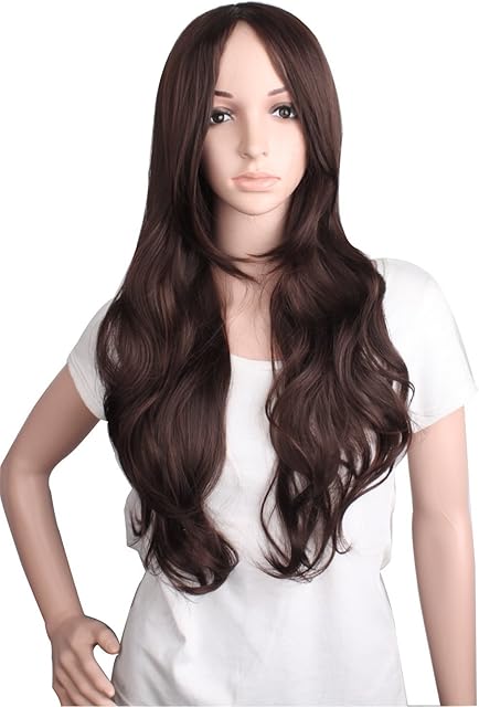 MapofBeauty Charming and Sexy Women's Long Curly Wig Wave Wig (Dark Brown)